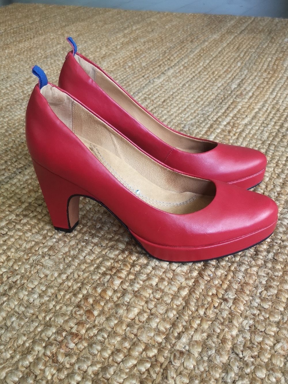 Dr. Liza red leather platform heels